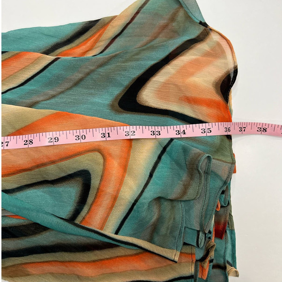 LAPIS Y2K Style Maxi Skirt Small Multicolor Funky Printed Flowy Fold Over Waist - Picture 4 of 8